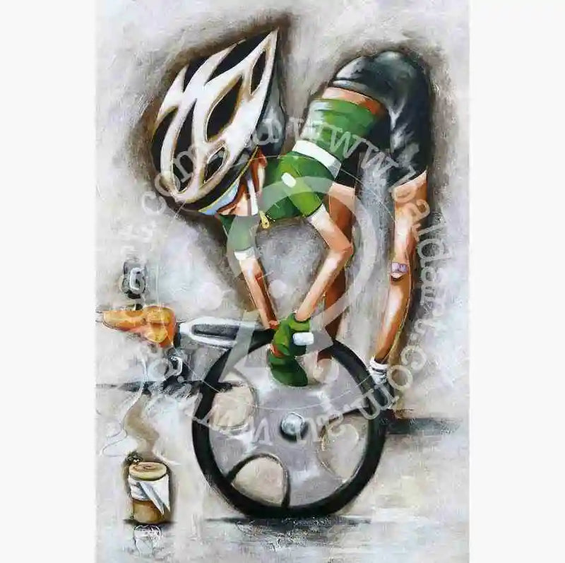 Abstract painting of a cyclist in action