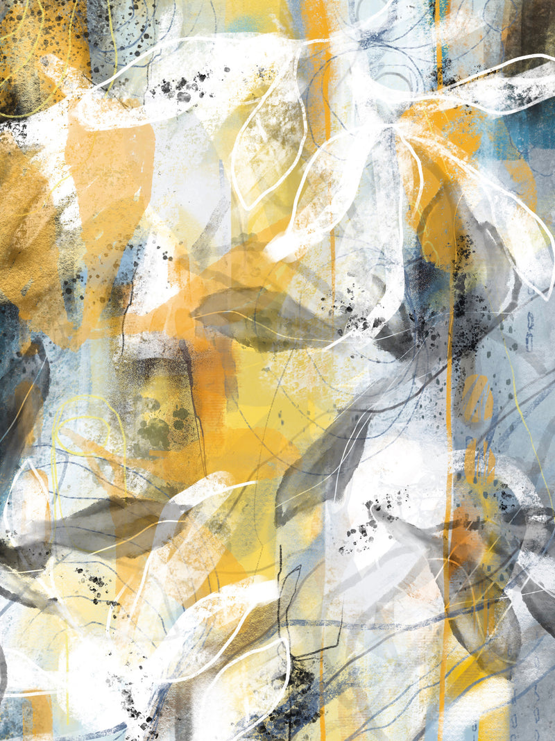 Abstract art with yellow, gray, and white colors