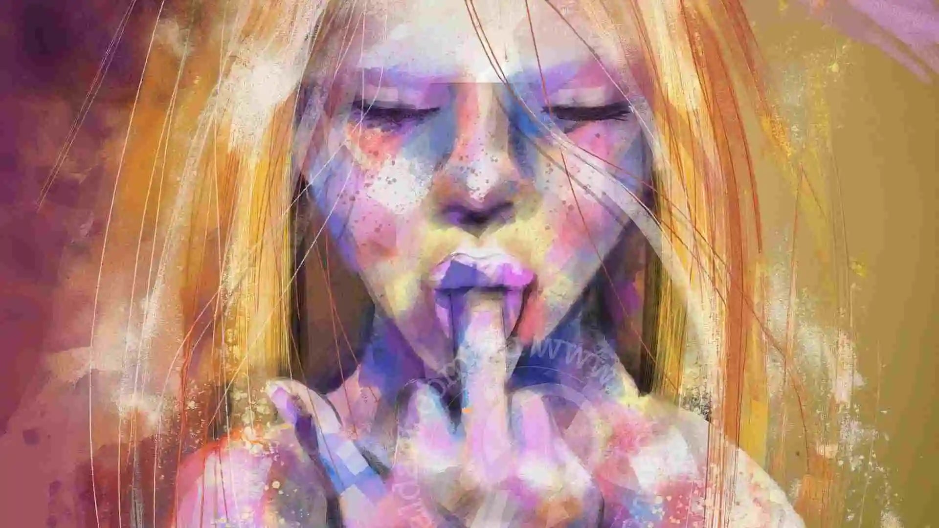 Colorful abstract art of a person with a blurred background.