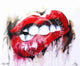 Artistic depiction of a mouth with red lipstick and a Balmain cap on a white background
