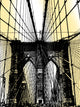 Black and white illustration of a suspension bridge