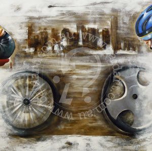 cycling artwork by andy baker of bald art
