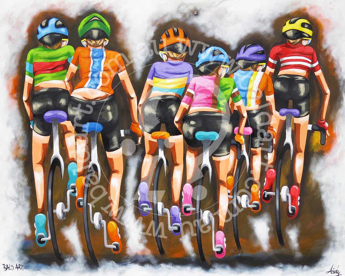 cycling artwork canvas wall art by andy baker of bald art