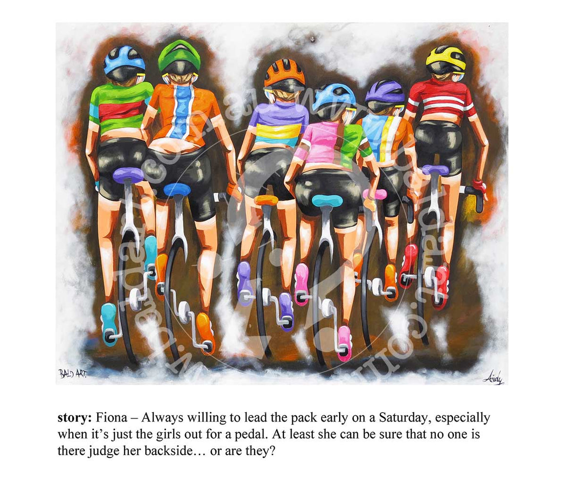 cycling artwork print by andy baker of bald art