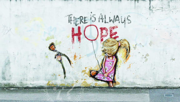 Hope wall art print on canvas There is Always Hope featuring uplifting message art with bold typography and textured paint drips.
