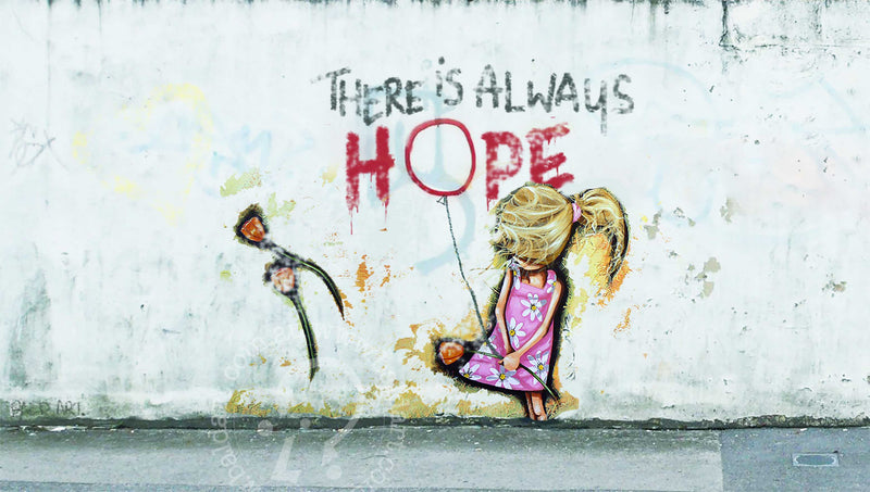Hope wall art print on canvas There is Always Hope featuring uplifting message art with bold typography and textured paint drips.