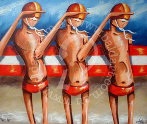 surf life saving artwork canvas by andy baker of bald art