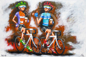 cycling artwork by andy baker of bald art