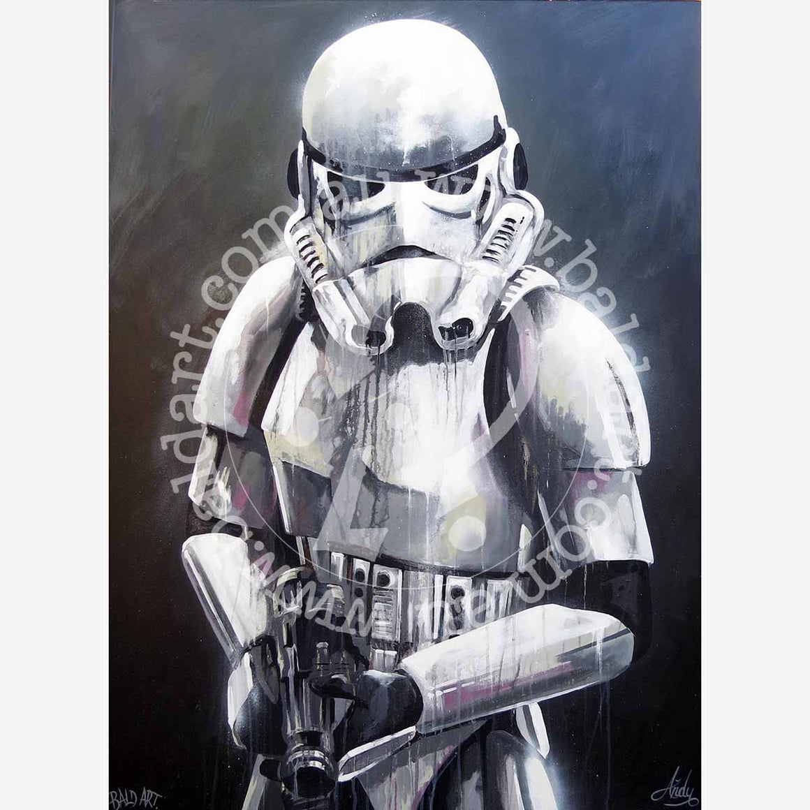 star wars stormtrooper artwork by andy baker of bald art
