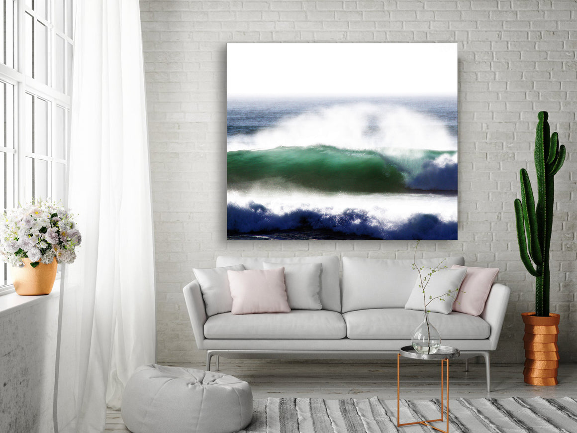 Wave artwork in ready to hang large canvas by andy baker of bald art