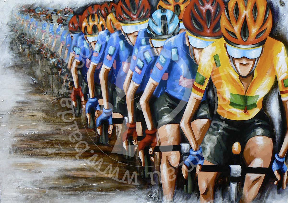 cycling artwork limited edition canvas by andy baker of bald art