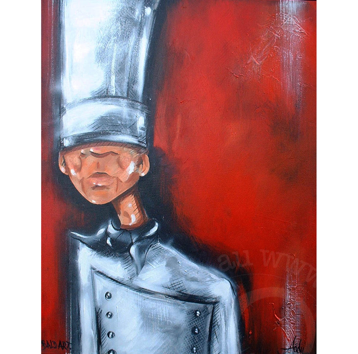 chef artwork by andy baker of bald art limited edition canvas print