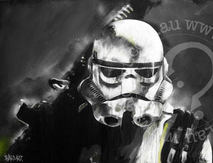 star wars stormtrooper artwork limited edition canvas by andy baker of bald art